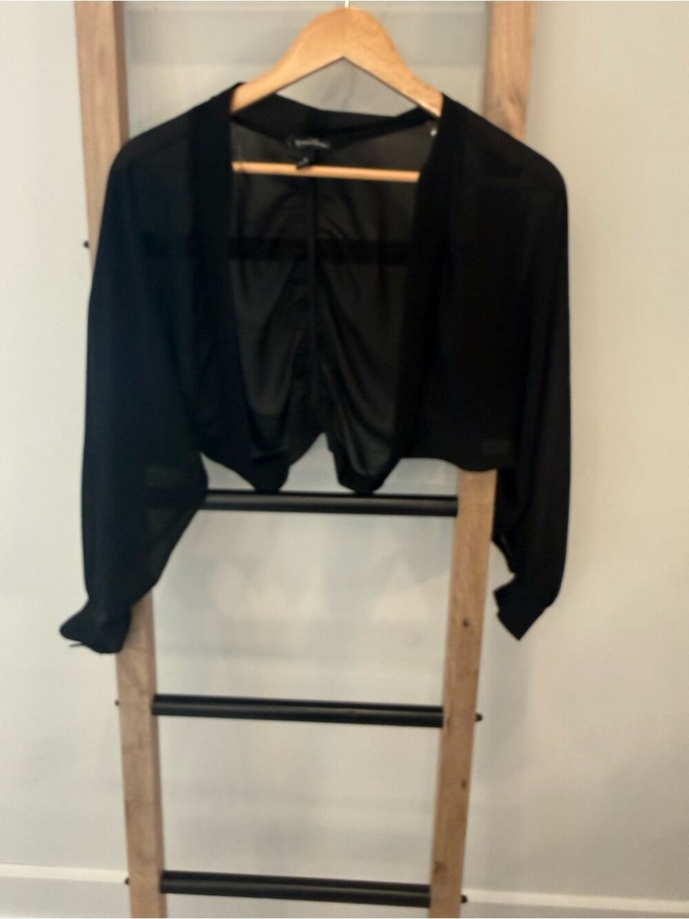 Speechless Black Sheer Cropped Bolero Shrug